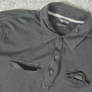 Kenneth Roberts Platinum Collection Mens XL‎ Black Slim Fit Polo Shirt